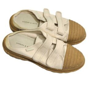 Charles & Keith Cream/Tan Sneaker Mules Size 7‎